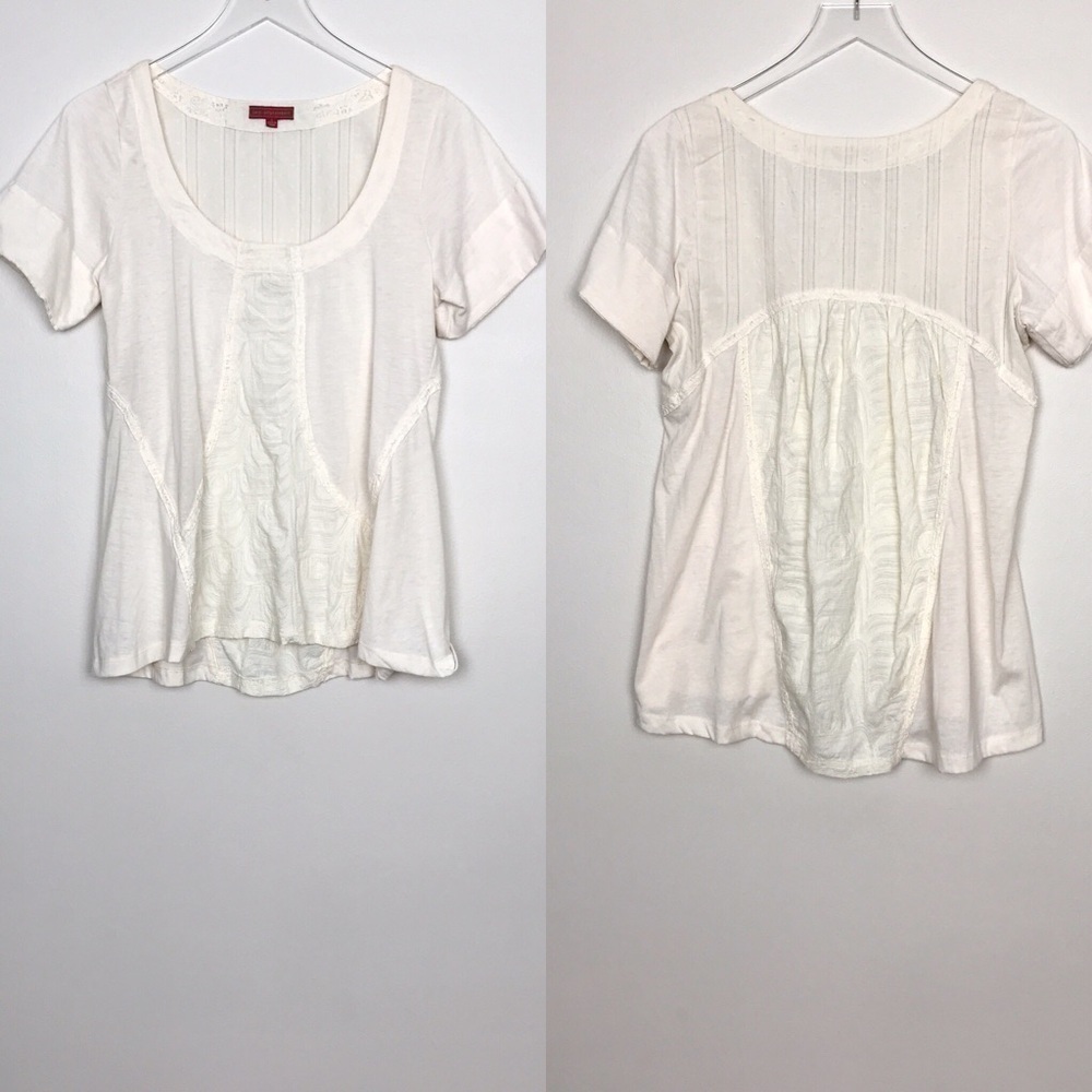 Anthro | One September Cream Top Dotted Swiss S